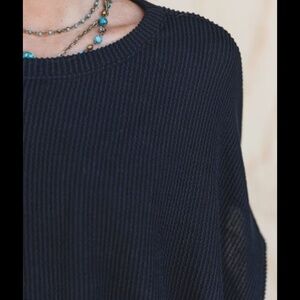Three Bird Nest Black Texture Almost-Maxi Dress